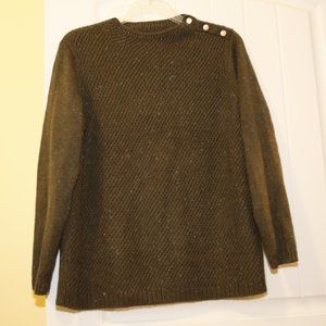 Talbots Olive Green Knit Sweater with Shoulder Buttons